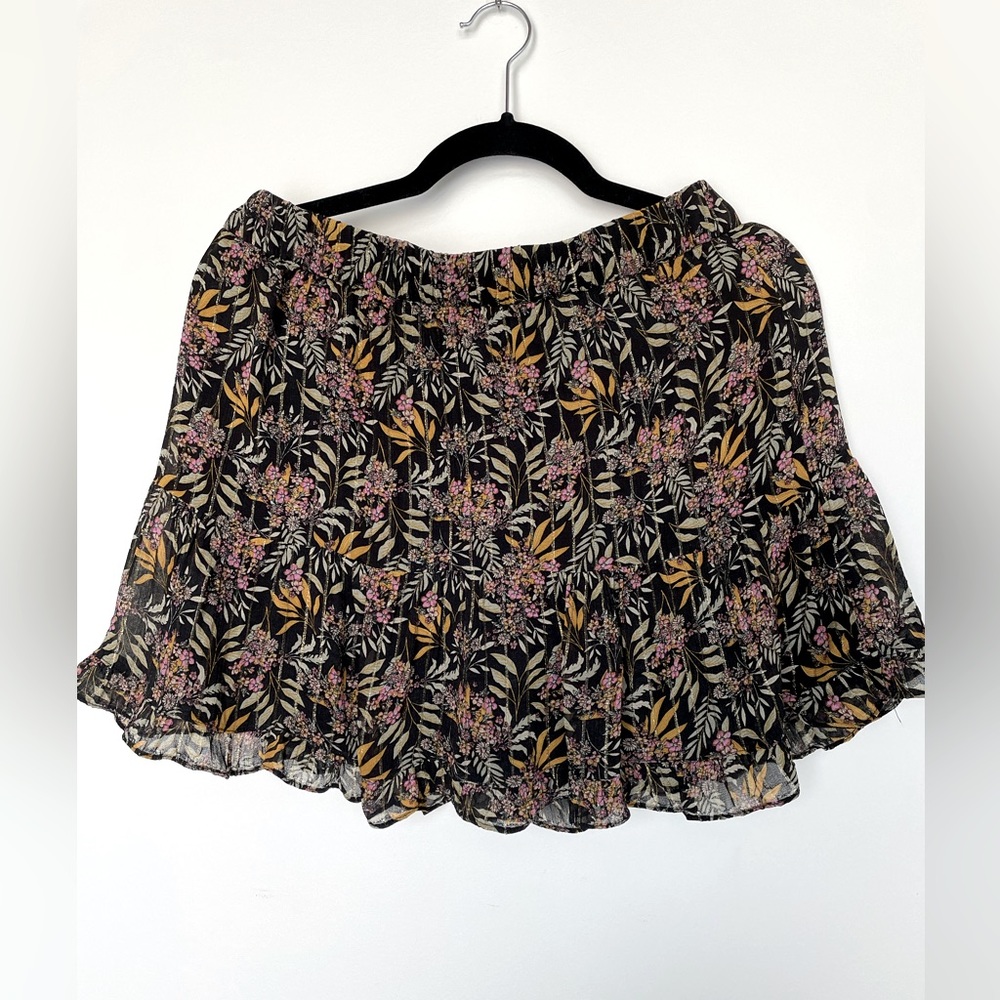 NWOT Zara metallic thread floral chiffon skirt size M